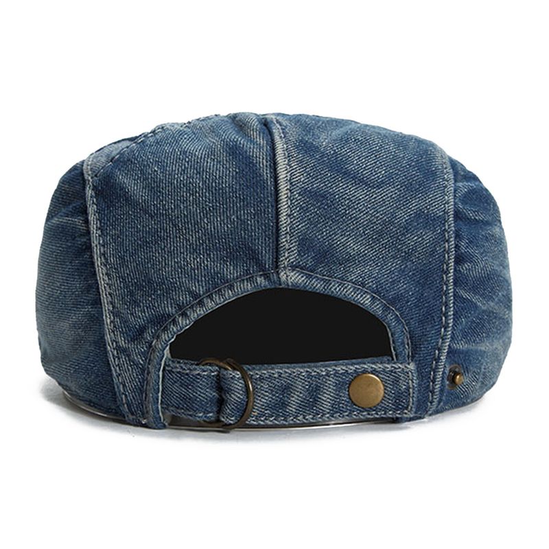 Mężczyźni Denim Oddychająca Osłona Przeciwsłoneczna Z Krótkim Rondem Casual Vintage Forward CZapki Beret Płaskie Caps