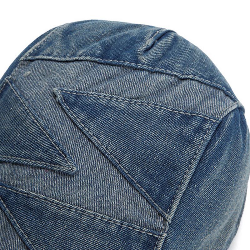 Mężczyźni Denim Oddychająca Osłona Przeciwsłoneczna Z Krótkim Rondem Casual Vintage Forward CZapki Beret Płaskie Caps