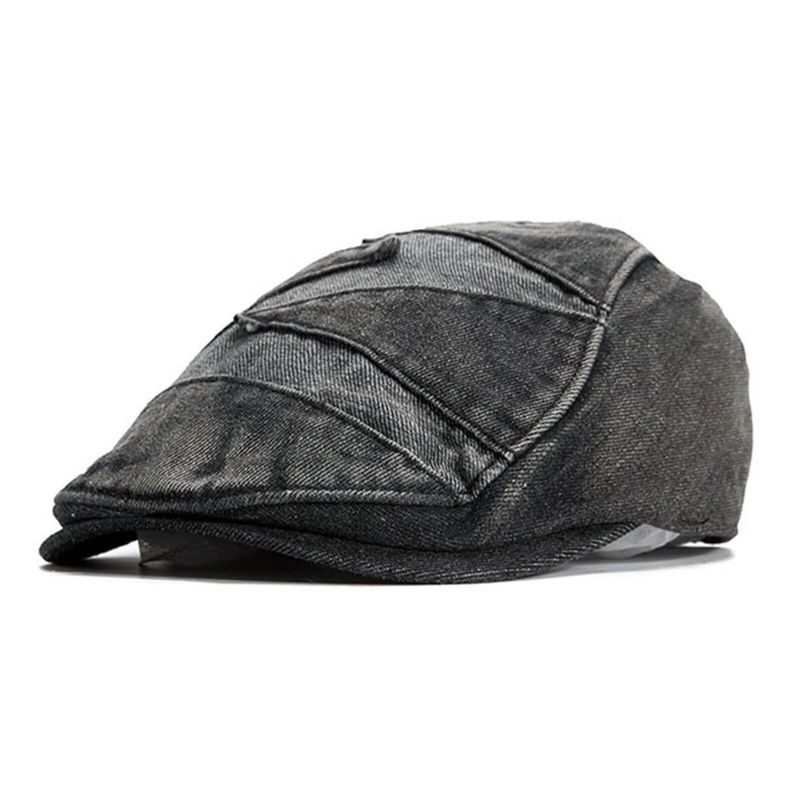 Mężczyźni Denim Oddychająca Osłona Przeciwsłoneczna Z Krótkim Rondem Casual Vintage Forward CZapki Beret Płaskie Caps