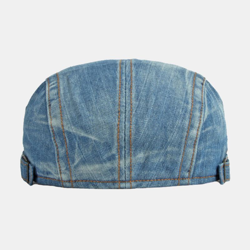 Mężczyźni Gazeciarz CZapka Myte Denim Stałe Szyte Szwy Na Zewnątrz Oddychająca Parasolka Na Co Dzień W Stylu Vintage Do Przodu Kapelusz Beret Płaska CZapka