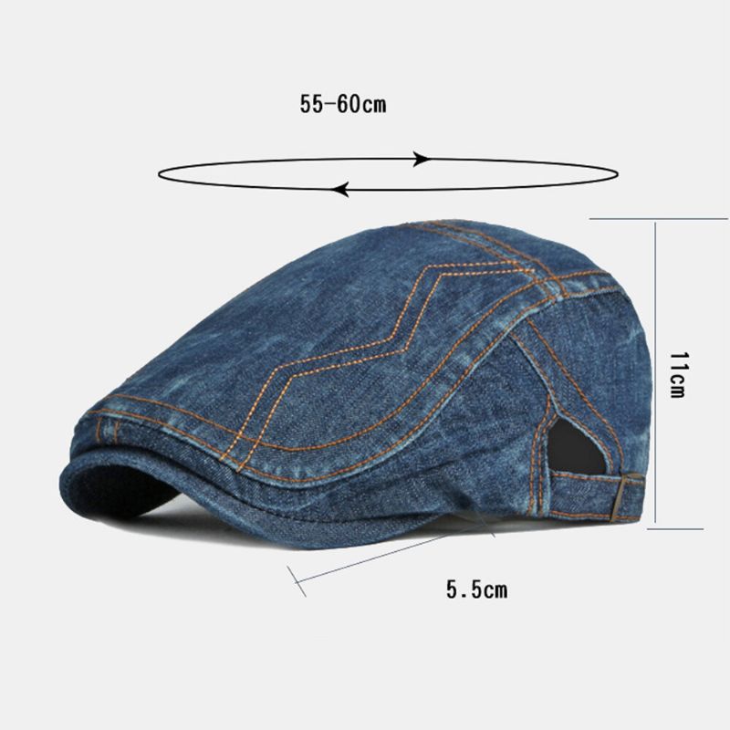 Mężczyźni Gazeciarz CZapka Myte Denim Stałe Szyte Szwy Na Zewnątrz Oddychająca Parasolka Na Co Dzień W Stylu Vintage Do Przodu Kapelusz Beret Płaska CZapka