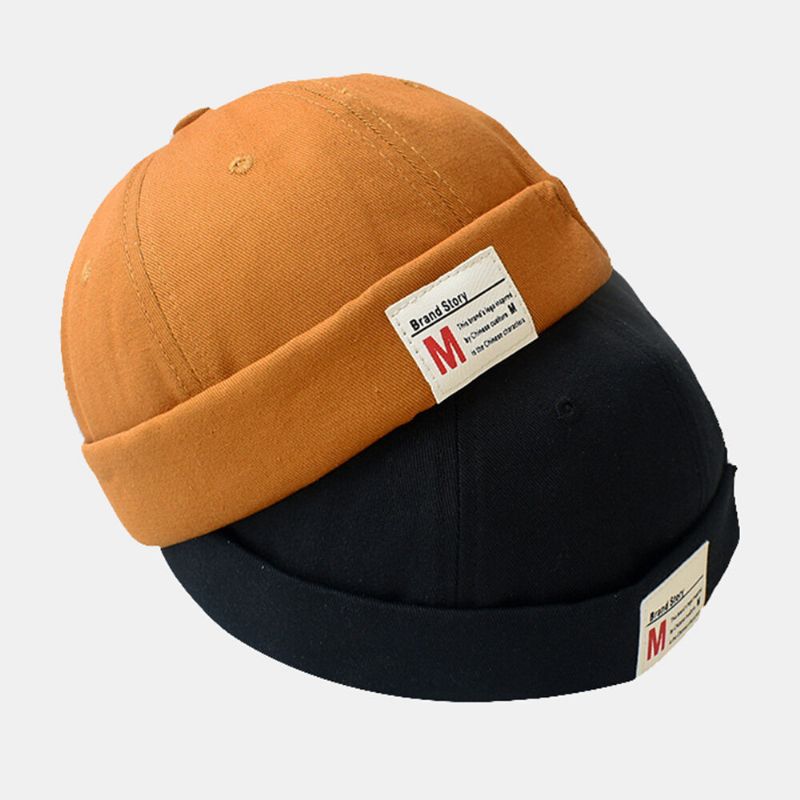 Mężczyźni Landlord Cap Cotton Dome List Patch Fashion CZapka Bez Rondu CZapka Z CZaszką