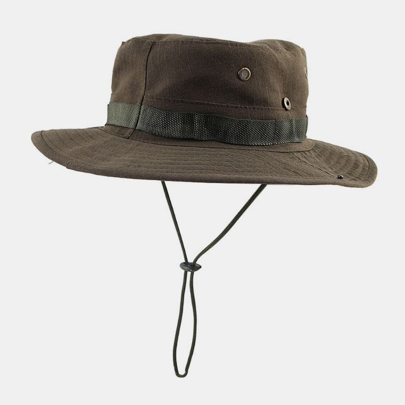 Mężczyźni Nity Podwójnego Zastosowania Wiatroszczelna Lina Outdoor Fishing Climbing Anti-uv Sunshade Bucket Hat