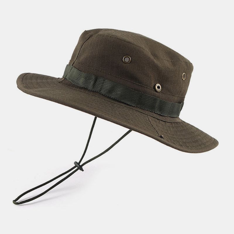 Mężczyźni Nity Podwójnego Zastosowania Wiatroszczelna Lina Outdoor Fishing Climbing Anti-uv Sunshade Bucket Hat