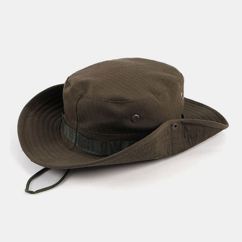 Mężczyźni Nity Podwójnego Zastosowania Wiatroszczelna Lina Outdoor Fishing Climbing Anti-uv Sunshade Bucket Hat