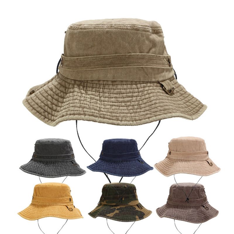 Mężczyźni Outdoor Casual Cotton Washed Old Bucket Kapelusz Travel Kapelusz Rybaka Kapelusz Przeciwsłoneczny