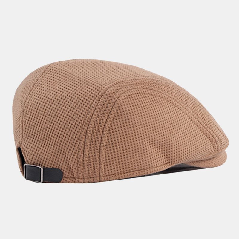 Mężczyźni Zagęszczony Ciepły CZapka Z Dzianiny Hollow Letter Hollow Letter Casual Beret Płaskie Cap