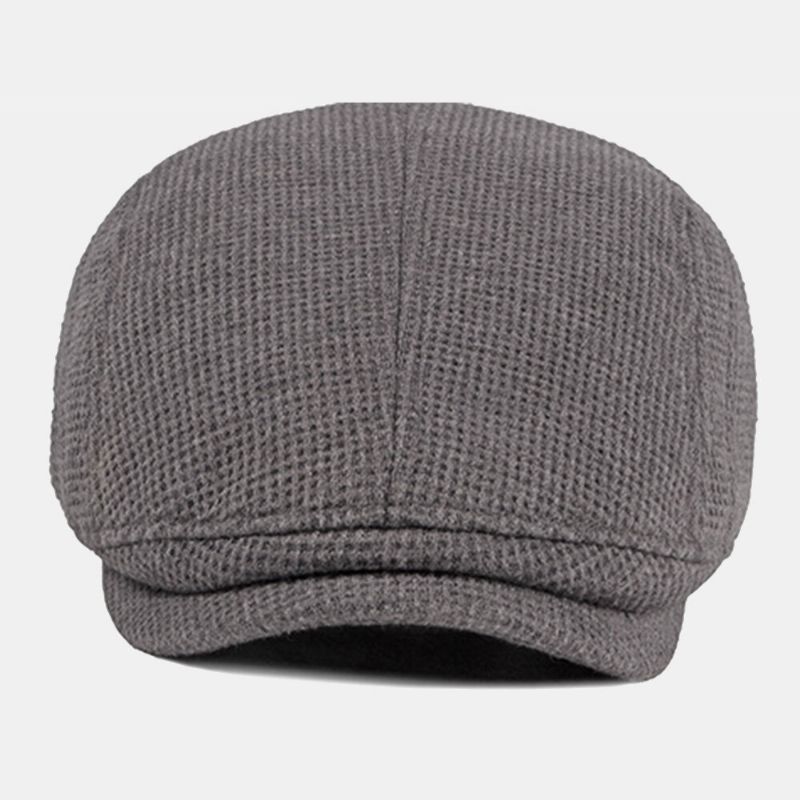 Mężczyźni Zagęszczony Ciepły CZapka Z Dzianiny Hollow Letter Hollow Letter Casual Beret Płaskie Cap