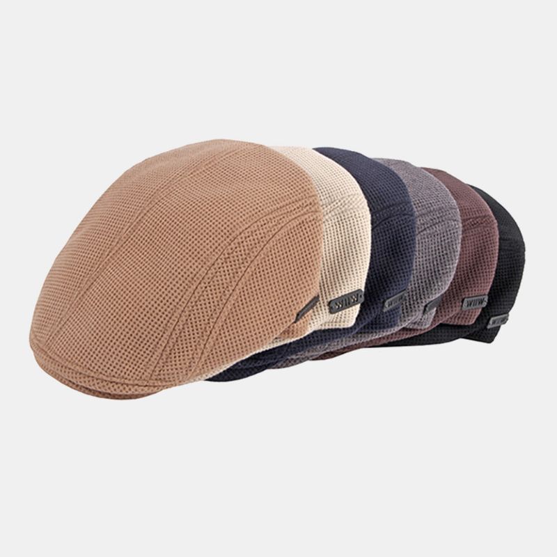 Mężczyźni Zagęszczony Ciepły CZapka Z Dzianiny Hollow Letter Hollow Letter Casual Beret Płaskie Cap