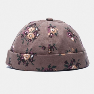 Męska Bawełniana Kwiaty Wzór Regulowana Retro Casual Zaciskana CZapka Landlord Cap Skull Cap