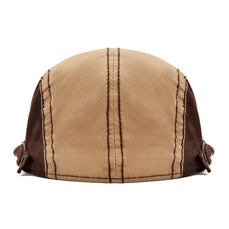 Męska Bawełniana Osłona Przeciwsłoneczna Z Krótkim Rondem Outdoor Leisure Retro Patchwork Kapelusz Beret Płaskie Cap