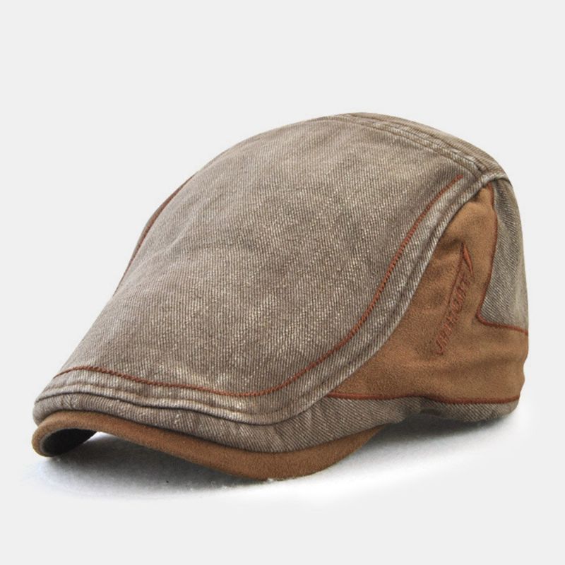 Męska CZapka Beret W Kontrastowym Kolorze Retro Casual Regulowane Płaskie CZapki Ivy Cap Forward Cap