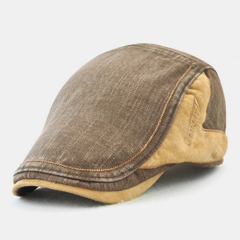 Męska CZapka Beret W Kontrastowym Kolorze Retro Casual Regulowane Płaskie CZapki Ivy Cap Forward Cap