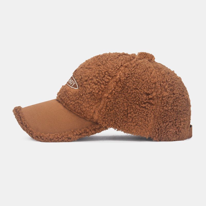 Męska CZapka Z Daszkiem Teddy Velvet Suede Color Kontrast Patchwork Haft Ciepła CZapka Dla Kobiet