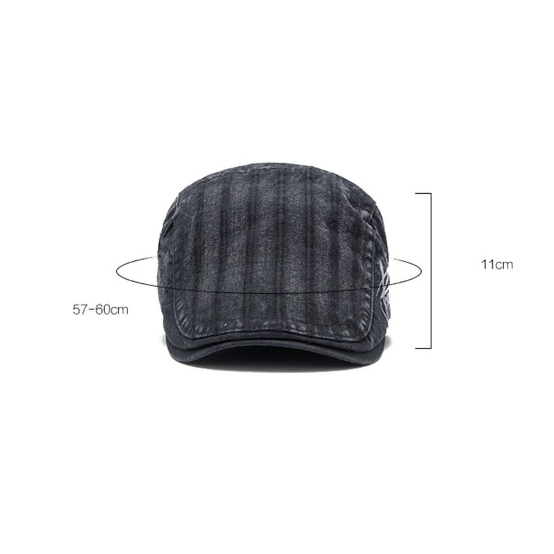 Męska Haftowana CZapka W Paski Outdoor Casual Beret Sun Kapelusz Płaskie Cap