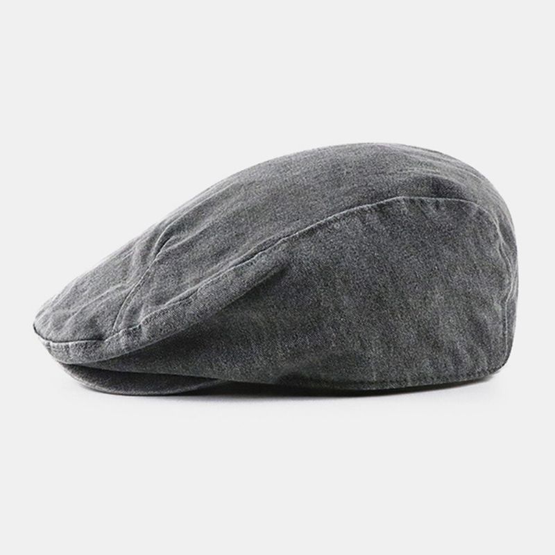 Męskie Bawełniane Berety W Jednolitym Kolorze Z Zagnieceniami Retro Myte Dome Forward Cap Newsboy Hat