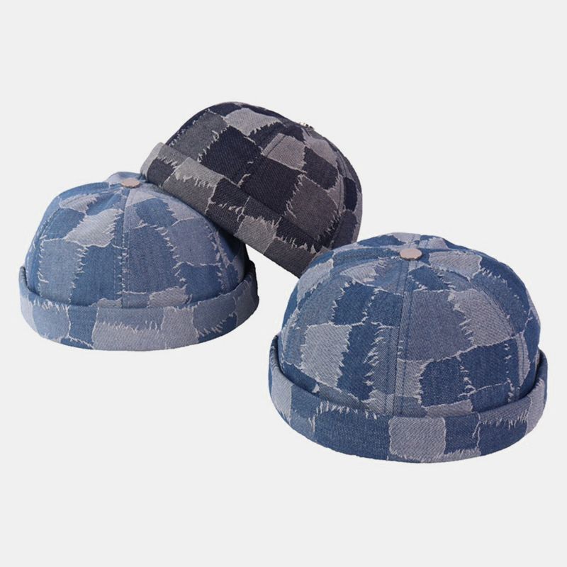 Męskie Casual Landlord Caps Skull Caps Patchwork Cowboy Denim Hat