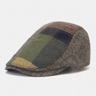 Męskie CZapki Gazecie Kolorowe Geometryczne Łączenie Outdoor Casual Wild Berets Driver Hat