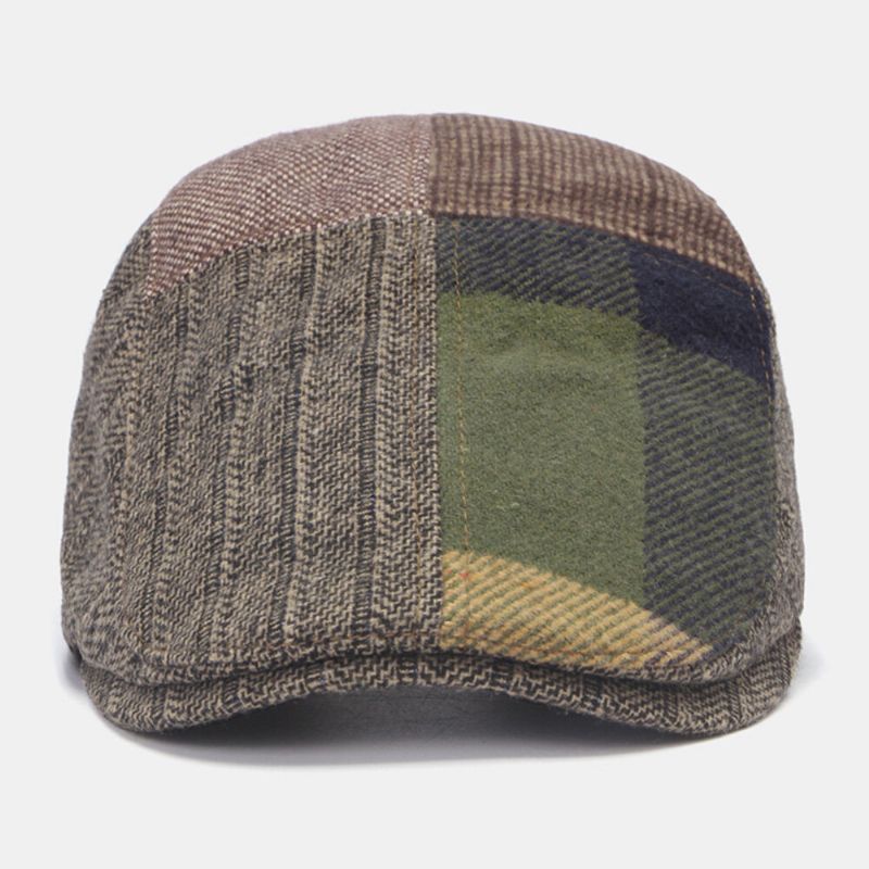 Męskie CZapki Gazecie Kolorowe Geometryczne Łączenie Outdoor Casual Wild Berets Driver Hat