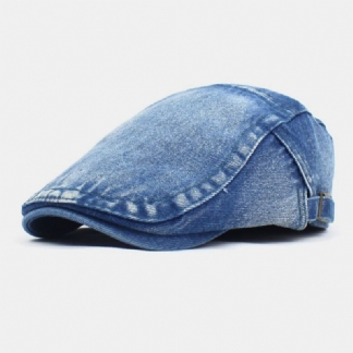 Męskie Made-old Denim Solid Retro Casual Sunshade Forward Kapelusz Beret Kapelusz Płaskie Hat