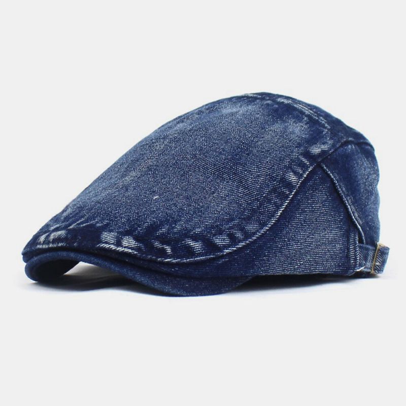 Męskie Made-old Denim Solid Retro Casual Sunshade Forward Kapelusz Beret Kapelusz Płaskie Hat