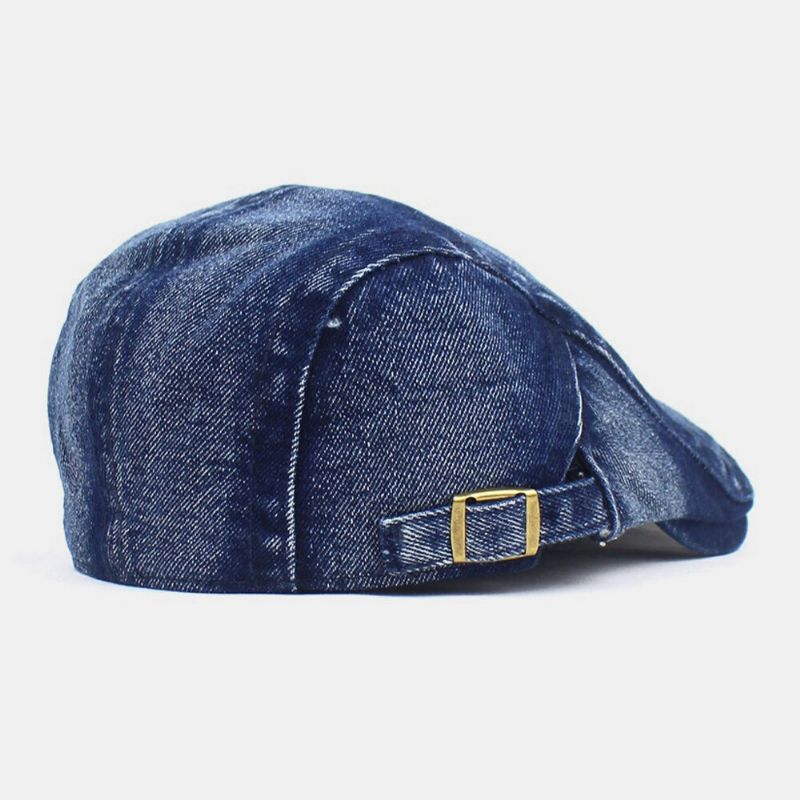 Męskie Made-old Denim Solid Retro Casual Sunshade Forward Kapelusz Beret Kapelusz Płaskie Hat