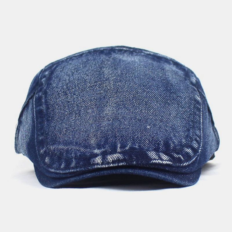 Męskie Made-old Denim Solid Retro Casual Sunshade Forward Kapelusz Beret Kapelusz Płaskie Hat