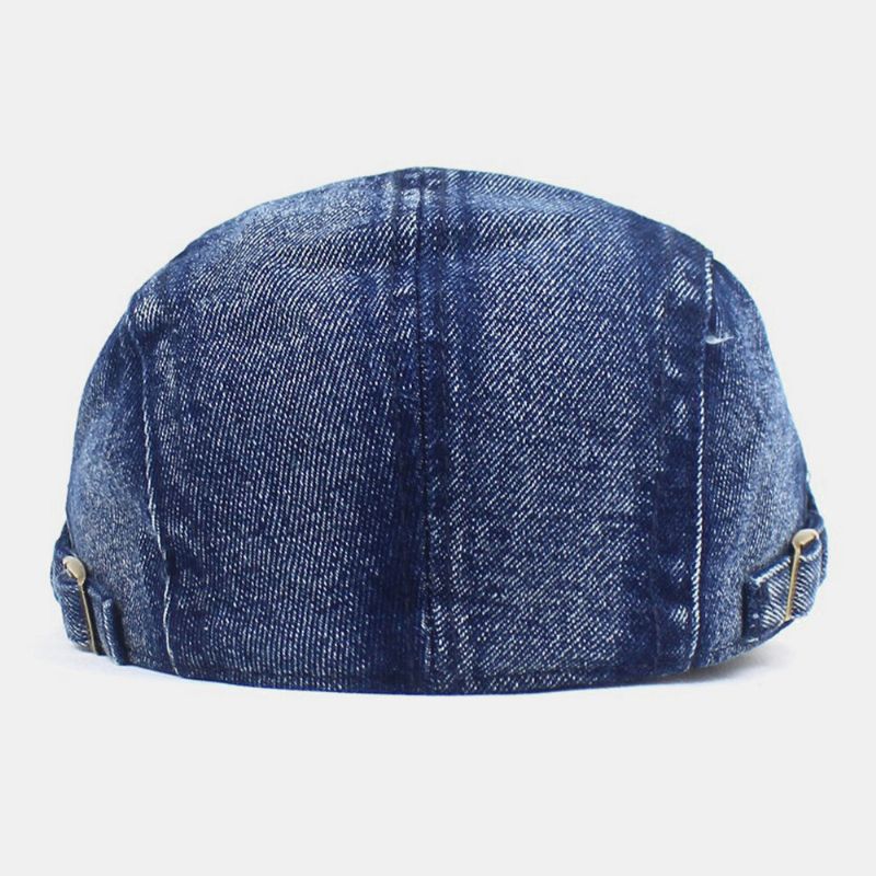 Męskie Made-old Denim Solid Retro Casual Sunshade Forward Kapelusz Beret Kapelusz Płaskie Hat