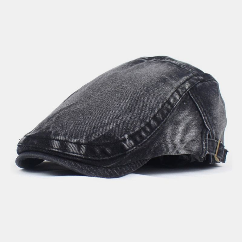 Męskie Made-old Denim Solid Retro Casual Sunshade Forward Kapelusz Beret Kapelusz Płaskie Hat