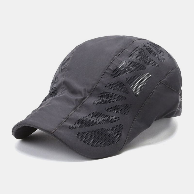 Męskie Mesh Hollow Out Solid Color Sunshade Oddychająca CZapka Do Przodu Beret Kapelusz Płaska CZapka