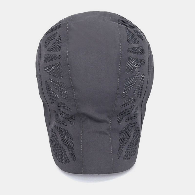 Męskie Mesh Hollow Out Solid Color Sunshade Oddychająca CZapka Do Przodu Beret Kapelusz Płaska CZapka