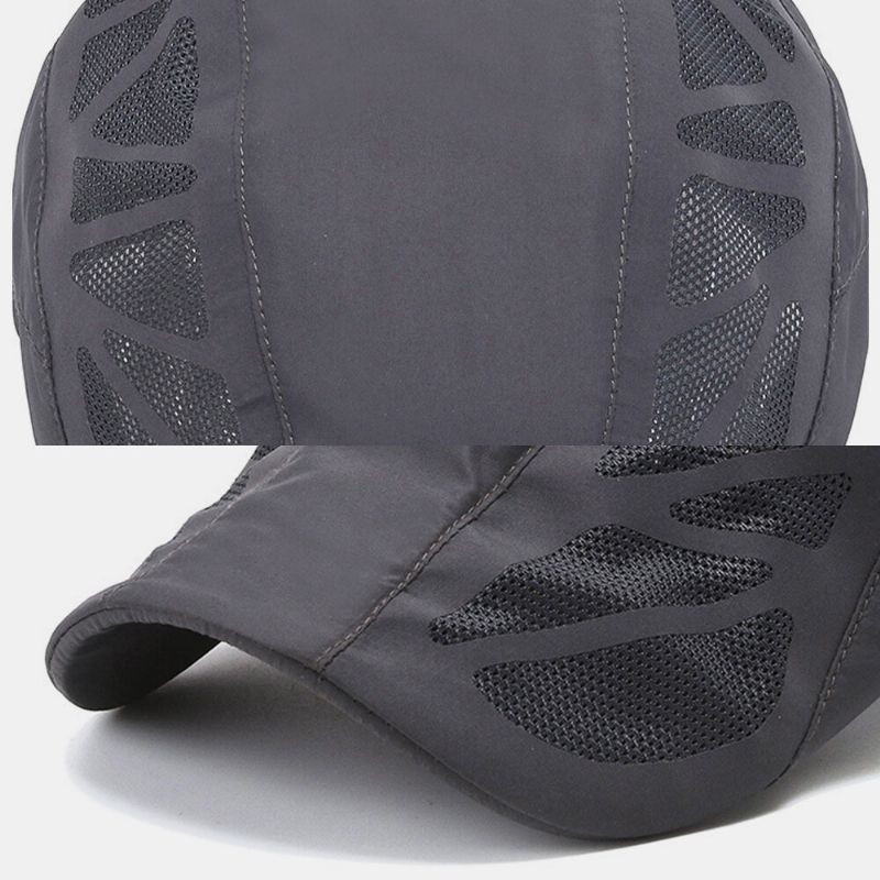 Męskie Mesh Hollow Out Solid Color Sunshade Oddychająca CZapka Do Przodu Beret Kapelusz Płaska CZapka