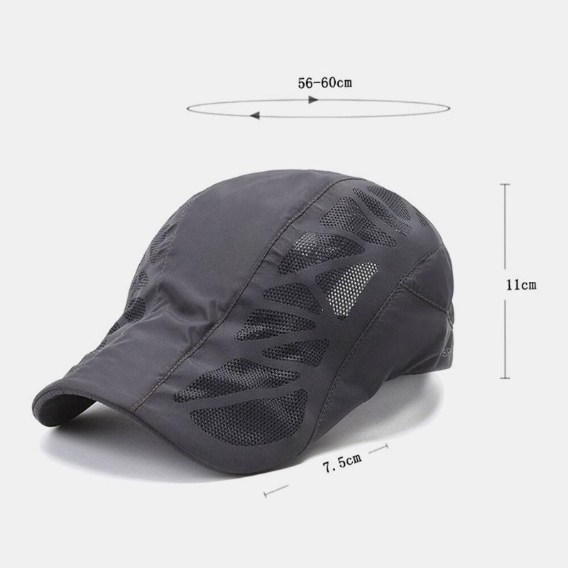 Męskie Mesh Hollow Out Solid Color Sunshade Oddychająca CZapka Do Przodu Beret Kapelusz Płaska CZapka