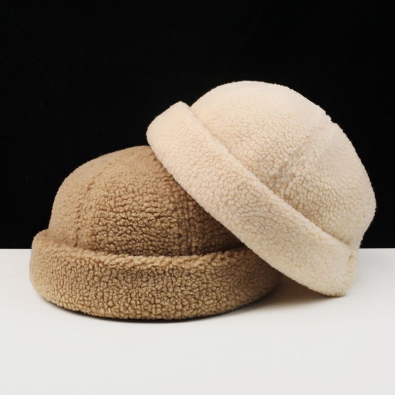 Męskie Shearling Solid Color Regulowany Wild Warm Outdoor CZapka Landlord Cap Skull Cap