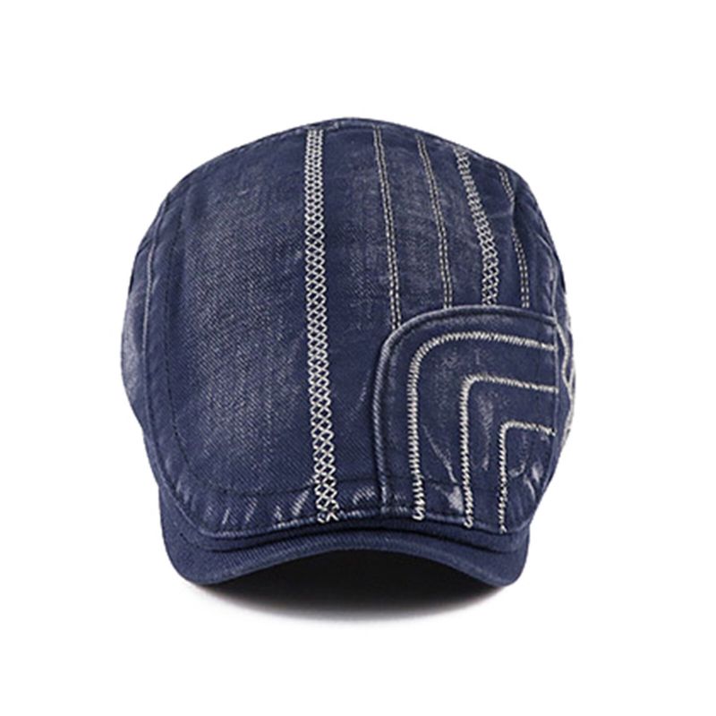 Neutralny Bawełniany Denim W Trudnej Sytuacji Wykonany W Starym Stylu Casual Beret Płaskie Hat