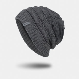 Unisex Akrylowa Geometria Wzór W Kratę Elastyczna Dzianinowa CZapka Outdoor Plus Aksamitna Ciepła Regulowana CZapka Beanie