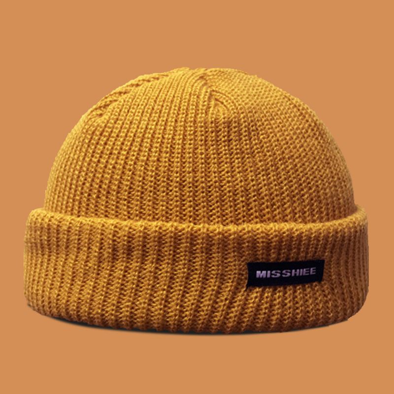 Unisex Akrylowy Wzór Literowy Etykieta Z Tkaniny CZapka Z Dzianiny CZapka Z Dzianiny Hip-hopowa Zimowa Ciepła CZapka Z CZaszką CZapka Beanie