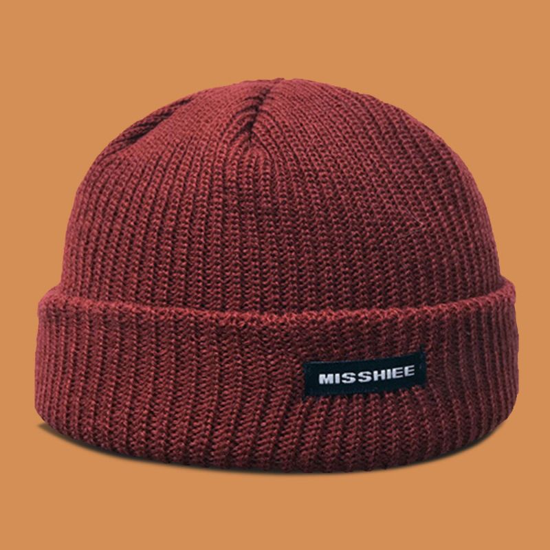 Unisex Akrylowy Wzór Literowy Etykieta Z Tkaniny CZapka Z Dzianiny CZapka Z Dzianiny Hip-hopowa Zimowa Ciepła CZapka Z CZaszką CZapka Beanie