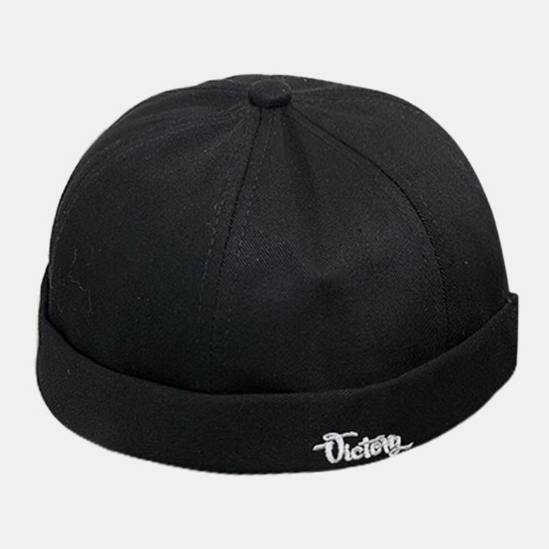 Unisex Bawełna Jednolity Kolor Listowy Haft Ulica Hip-hop Brimless Beanie Landlord Cap Skull Cap