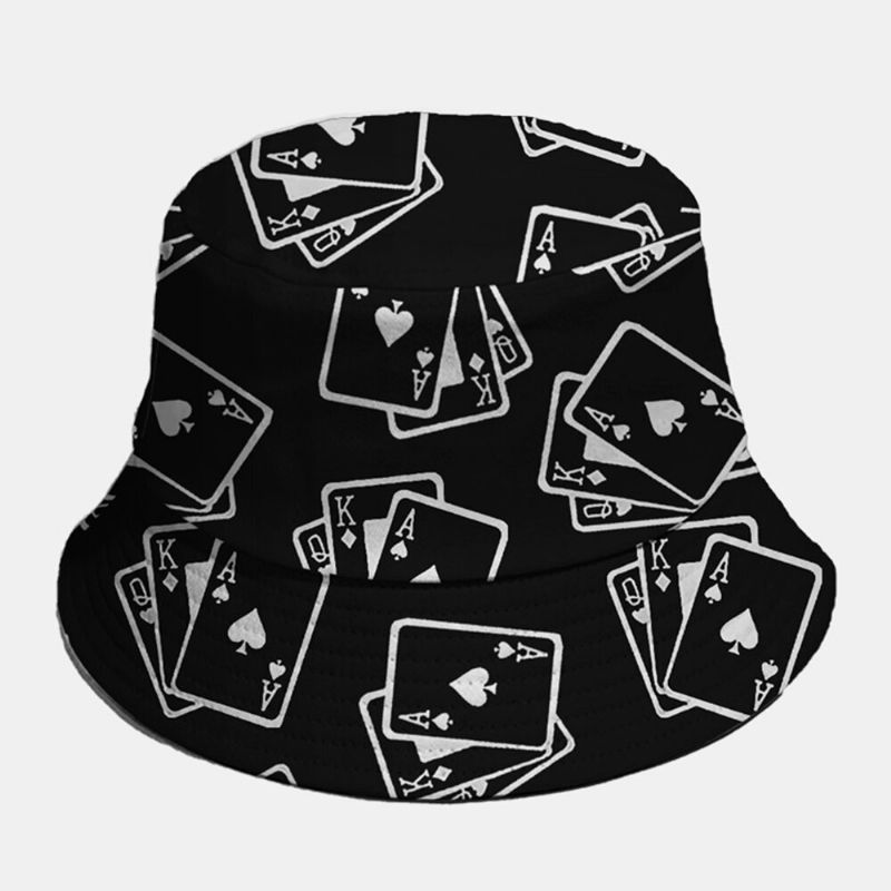 Unisex Bawełna Jednolity Kolor Poker Obraz Element Fashion Casual Bucket Hat