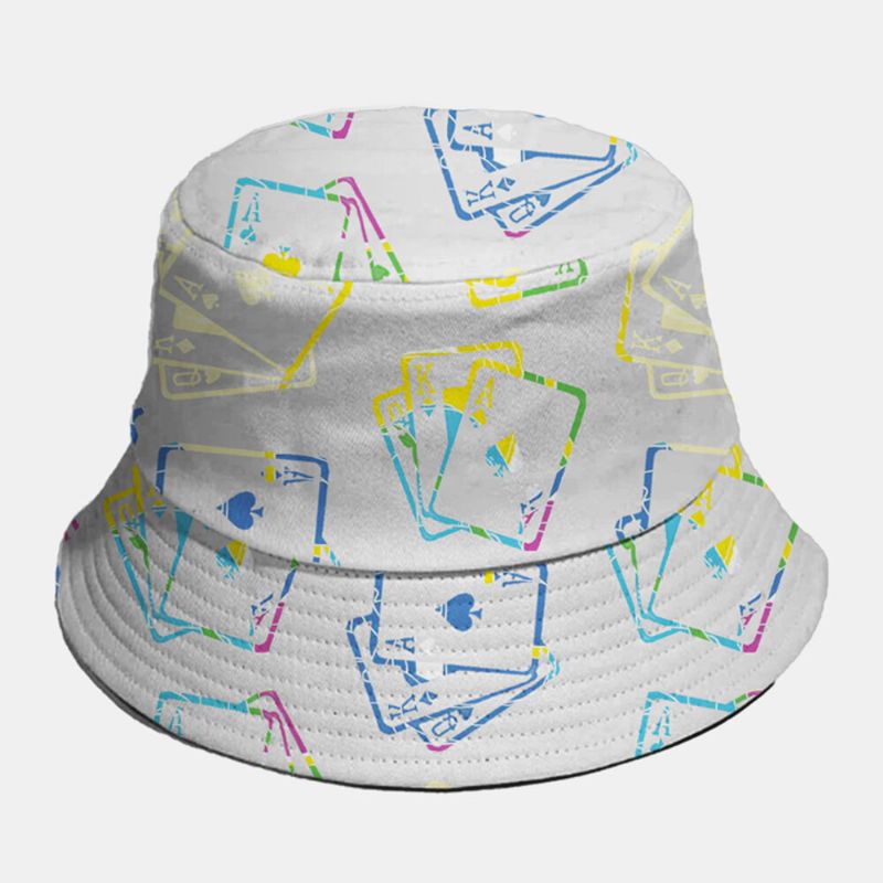 Unisex Bawełna Jednolity Kolor Poker Obraz Element Fashion Casual Bucket Hat