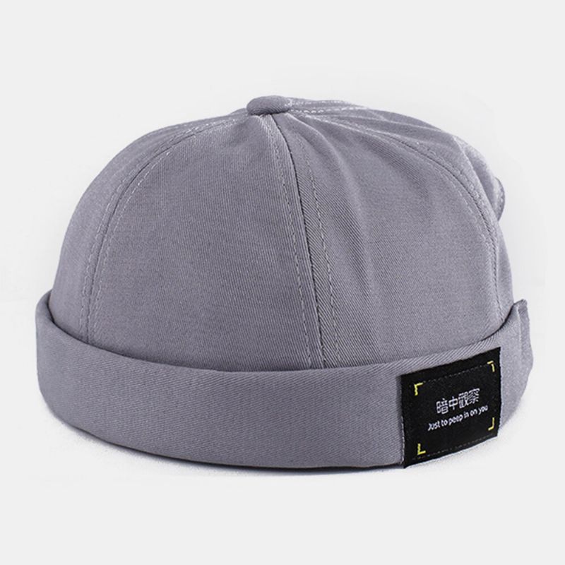 Unisex Bawełna List Patch Hip-hop Casual Kapelusz Parasolka Brimless Beanie Landlord Cap Skull Cap