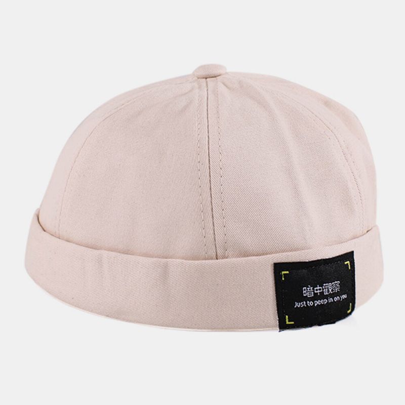 Unisex Bawełna List Patch Hip-hop Casual Kapelusz Parasolka Brimless Beanie Landlord Cap Skull Cap