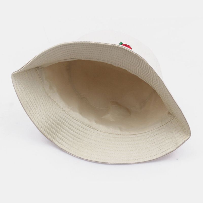 Unisex Cartoon Rose Haft Twill Cap Outdoor Suncree Sunshade Bucket Hat