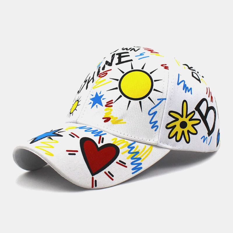 Unisex Cotton Graffiti Sun Letters Pattern Printing Fashion Sunshade Baseball Caps