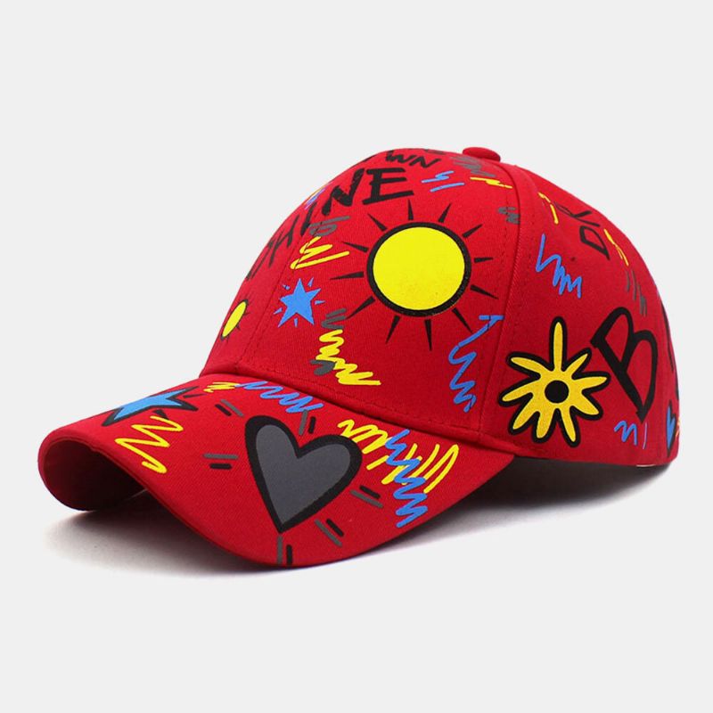 Unisex Cotton Graffiti Sun Letters Pattern Printing Fashion Sunshade Baseball Caps