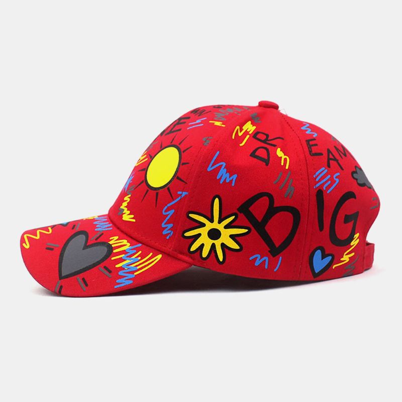 Unisex Cotton Graffiti Sun Letters Pattern Printing Fashion Sunshade Baseball Caps