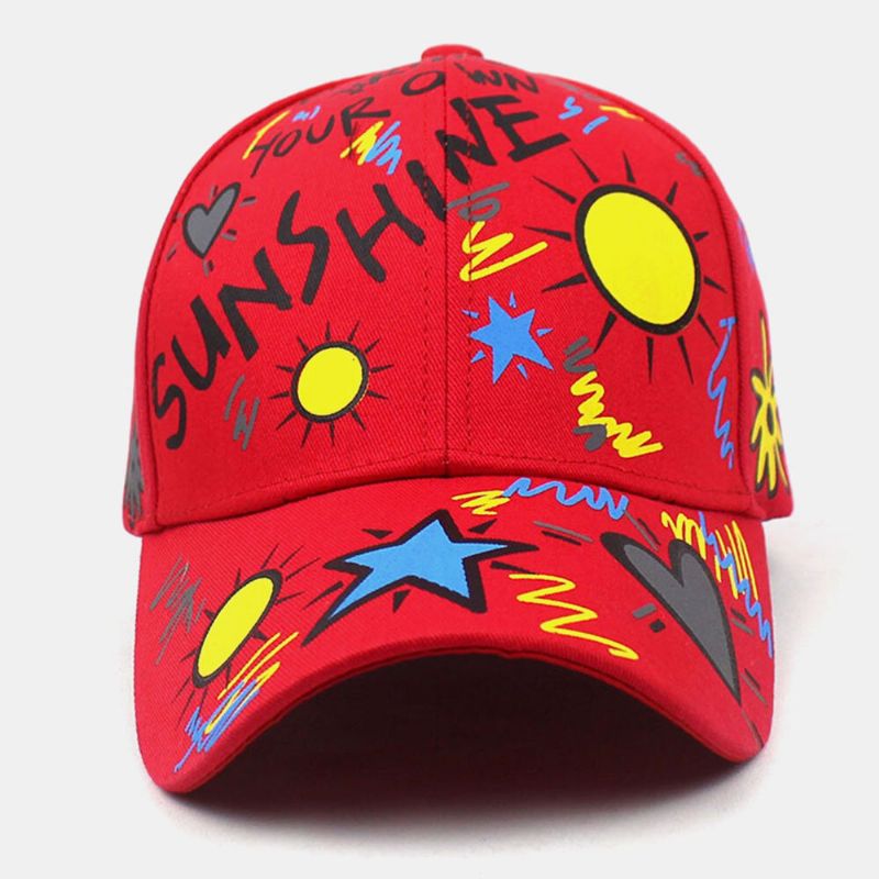 Unisex Cotton Graffiti Sun Letters Pattern Printing Fashion Sunshade Baseball Caps