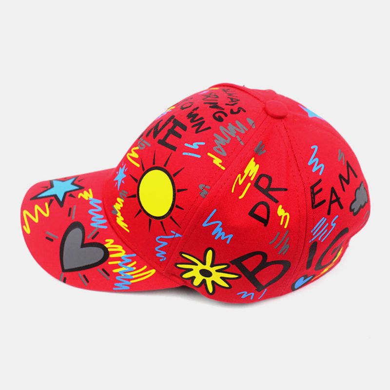 Unisex Cotton Graffiti Sun Letters Pattern Printing Fashion Sunshade Baseball Caps