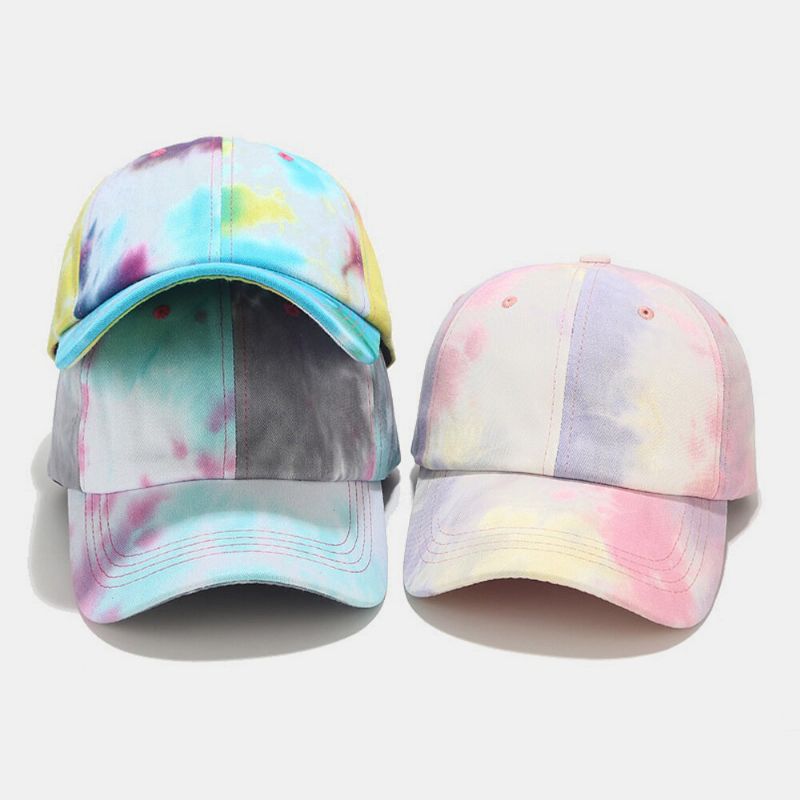 Unisex Cotton Tie-dye Graffiti Kontrast Kolor Moda Sunshade Baseball Hat